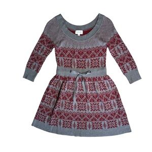 JILLSTUART Women’s Gray Red Nordic Print Sweater Dress